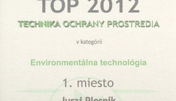 Diplom TOP 2012 Technika ochrany prostredia v kategórii Environmentálna technológia